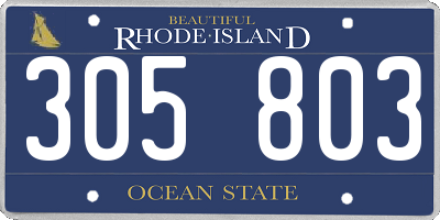 RI license plate 305803