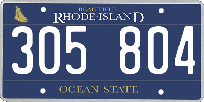 RI license plate 305804