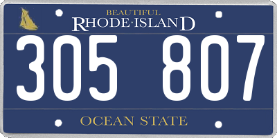 RI license plate 305807