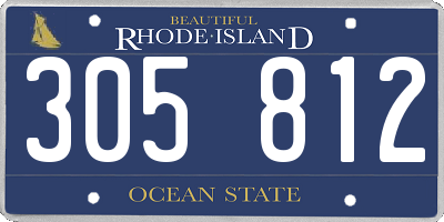 RI license plate 305812