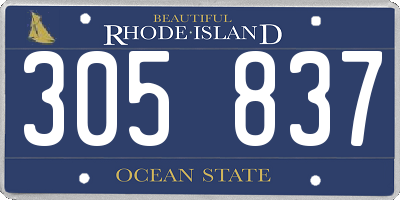 RI license plate 305837