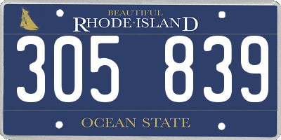 RI license plate 305839