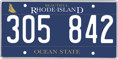 RI license plate 305842