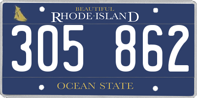 RI license plate 305862