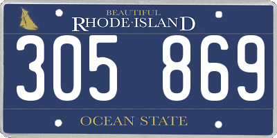 RI license plate 305869