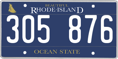RI license plate 305876