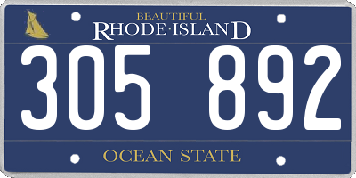 RI license plate 305892