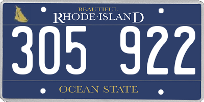 RI license plate 305922