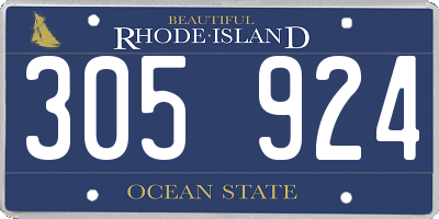 RI license plate 305924