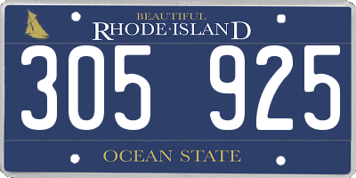 RI license plate 305925