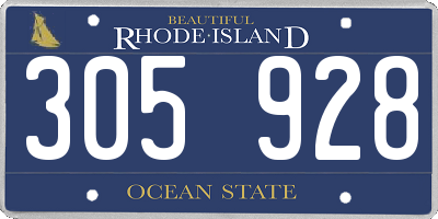 RI license plate 305928