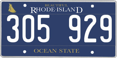 RI license plate 305929