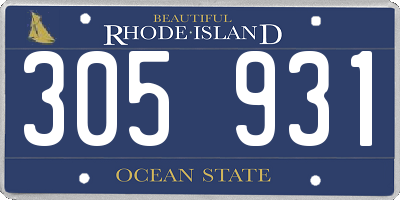 RI license plate 305931