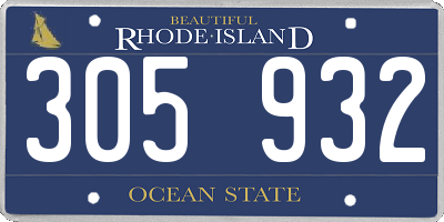 RI license plate 305932