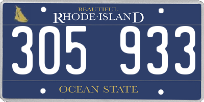 RI license plate 305933