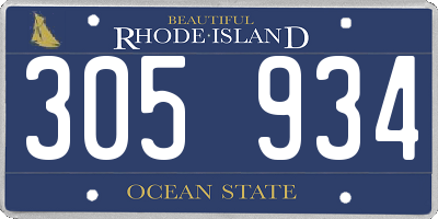 RI license plate 305934