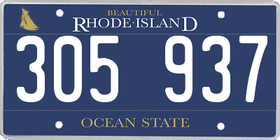 RI license plate 305937