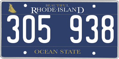 RI license plate 305938