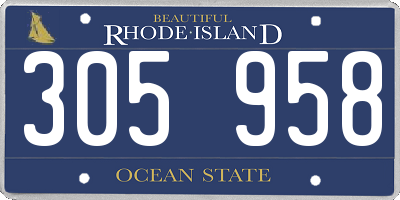 RI license plate 305958