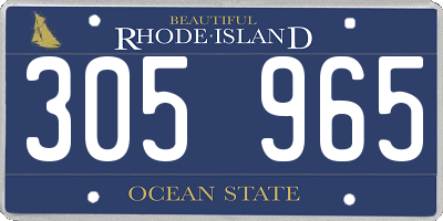 RI license plate 305965