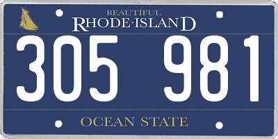 RI license plate 305981