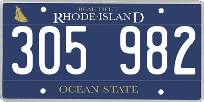 RI license plate 305982