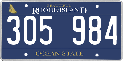 RI license plate 305984