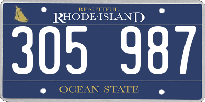 RI license plate 305987