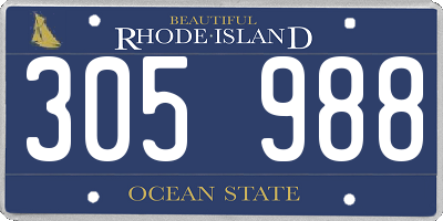 RI license plate 305988