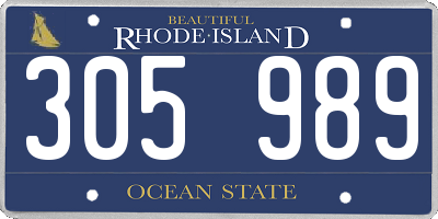 RI license plate 305989