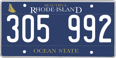 RI license plate 305992