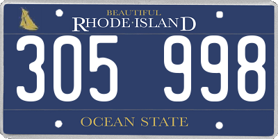 RI license plate 305998