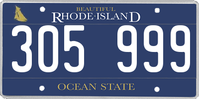 RI license plate 305999