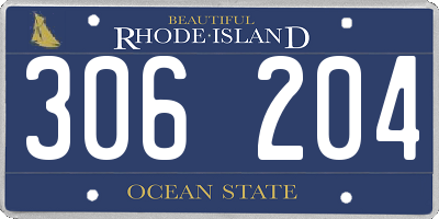 RI license plate 306204