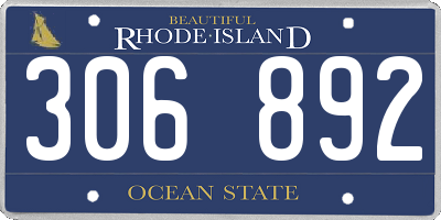 RI license plate 306892