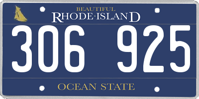 RI license plate 306925