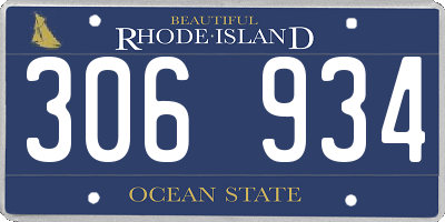 RI license plate 306934