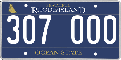 RI license plate 307000