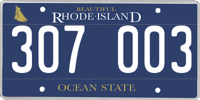RI license plate 307003