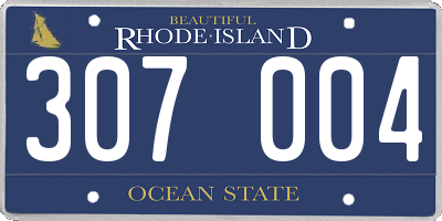 RI license plate 307004