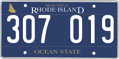 RI license plate 307019
