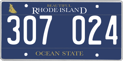 RI license plate 307024