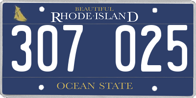 RI license plate 307025