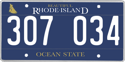 RI license plate 307034