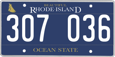 RI license plate 307036