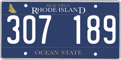 RI license plate 307189