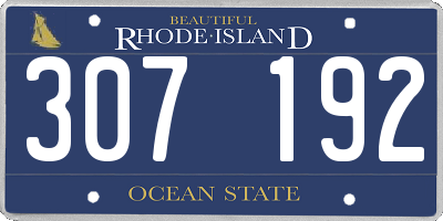 RI license plate 307192