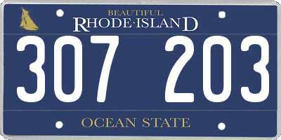 RI license plate 307203