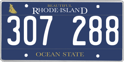 RI license plate 307288