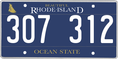 RI license plate 307312